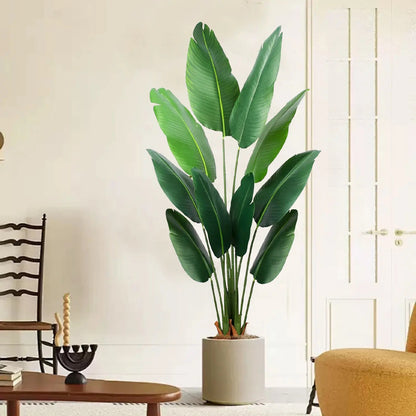 Megahit 60 Inches Artificial Bird of Paradise Tree, 5FT Faux Tropical Fake Banana Leaf Plant with Base Pot for Home Decoration Indoor Outdoor Living Room Office Patio (Excluding Decorative White Planter)