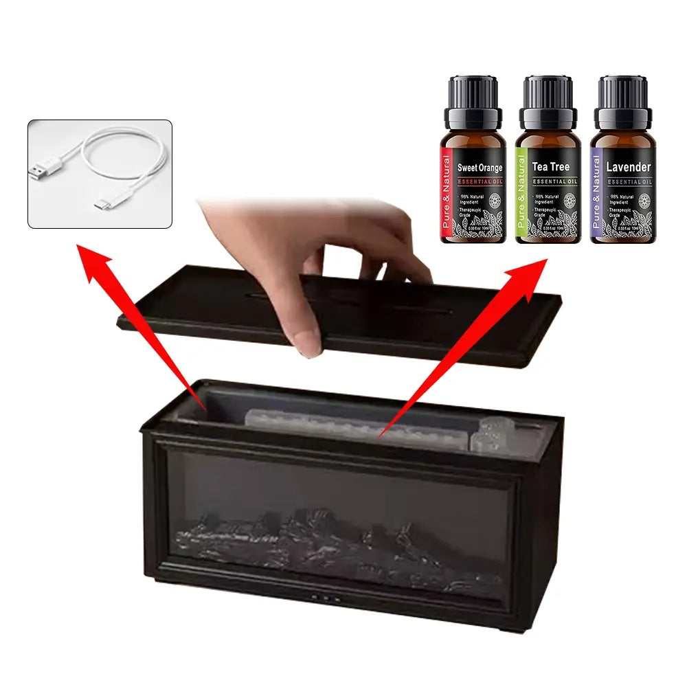 LED Flame Effect Essential Oil Diffuser Mini USB Cool Mist Humidifier, Remote Controlled Colorful Aroma Fragrance Machine, Household Air Purifier Scent Diffuser Humidifier