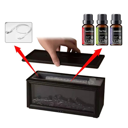 LED Flame Effect Essential Oil Diffuser Mini USB Cool Mist Humidifier, Remote Controlled Colorful Aroma Fragrance Machine, Household Air Purifier Scent Diffuser Humidifier