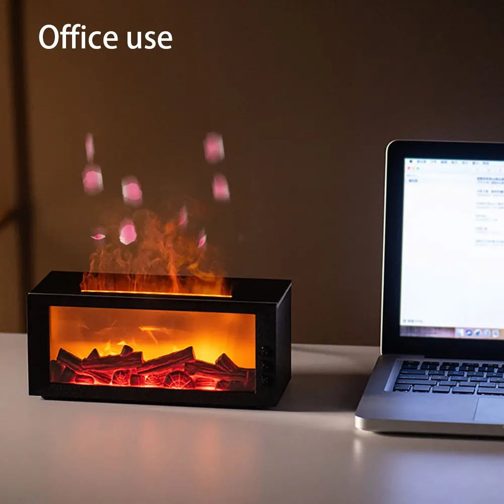 LED Flame Effect Essential Oil Diffuser Mini USB Cool Mist Humidifier, Remote Controlled Colorful Aroma Fragrance Machine, Household Air Purifier Scent Diffuser Humidifier
