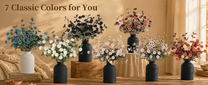 Artificial Floral Centerpieces in Vase: Vase with 10 Stems of Peonies Eucalyptus Fake Ball Flowers Decor for Dining Table Hallway Countertop