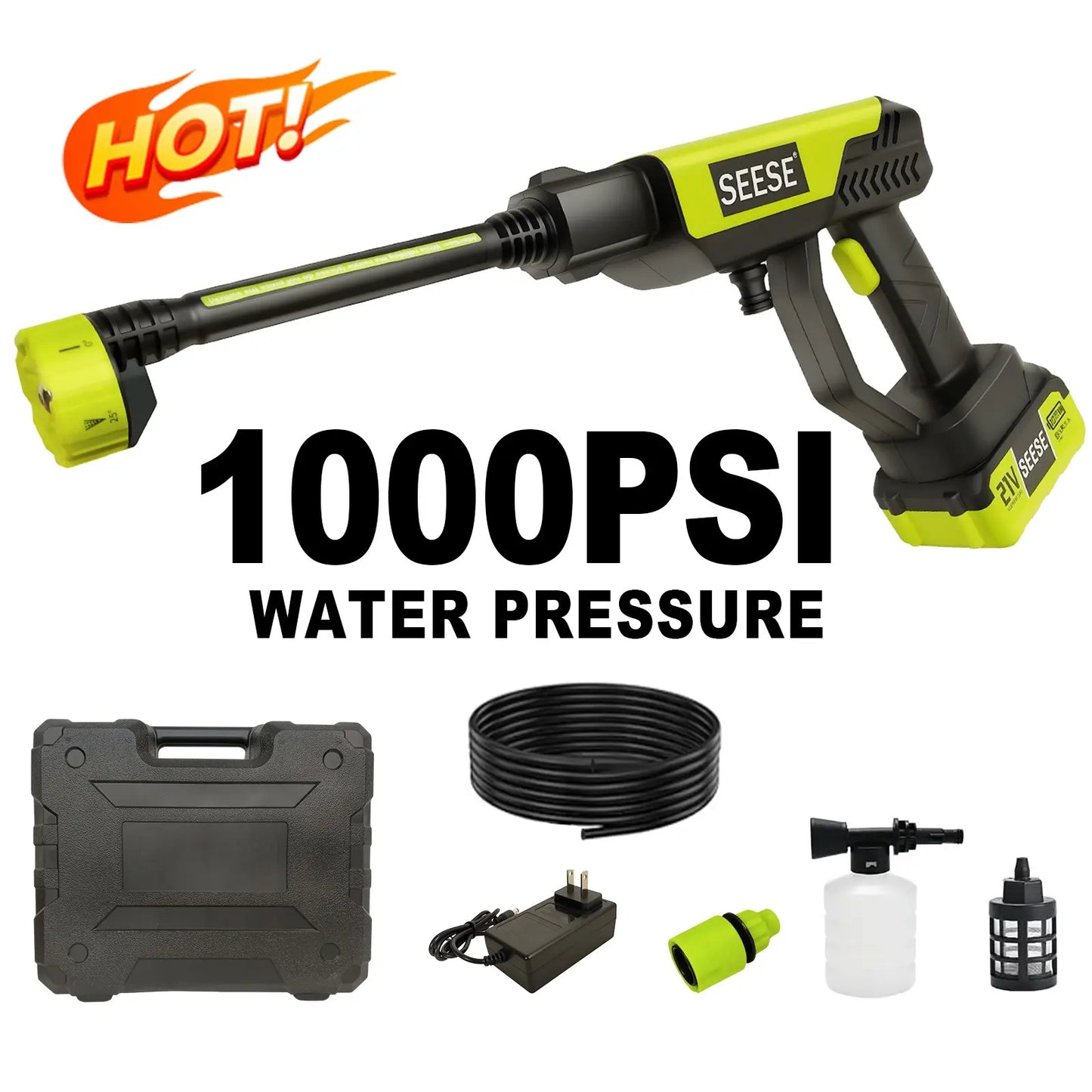 Wireless High Pressure Cleaner with Single-Port Charging Dock & Detergent Bottle, Handheld Portable Power Washer for Auto Washing, Household Sanitizing and Garden Irrigation