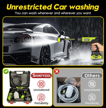 Wireless High Pressure Cleaner with Single-Port Charging Dock & Detergent Bottle, Handheld Portable Power Washer for Auto Washing, Household Sanitizing and Garden Irrigation