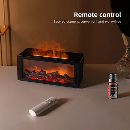 LED Flame Effect Essential Oil Diffuser Mini USB Cool Mist Humidifier, Remote Controlled Colorful Aroma Fragrance Machine, Household Air Purifier Scent Diffuser Humidifier