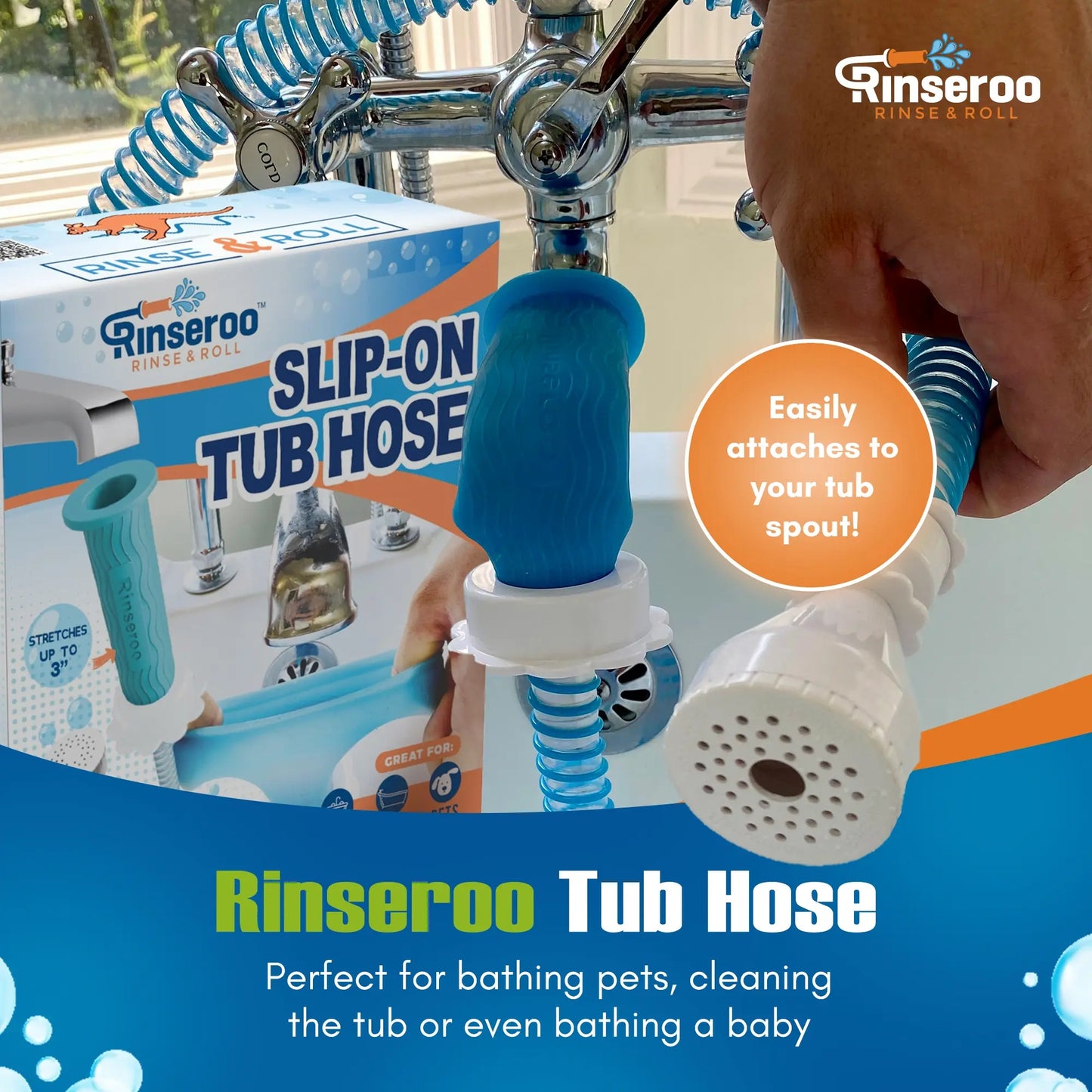Tool-Free 5 Feet Tub Spout Spray Hose Attachment, Portable Shower Sprayer for Hair Rinse, Baby Bath & Pet Washing