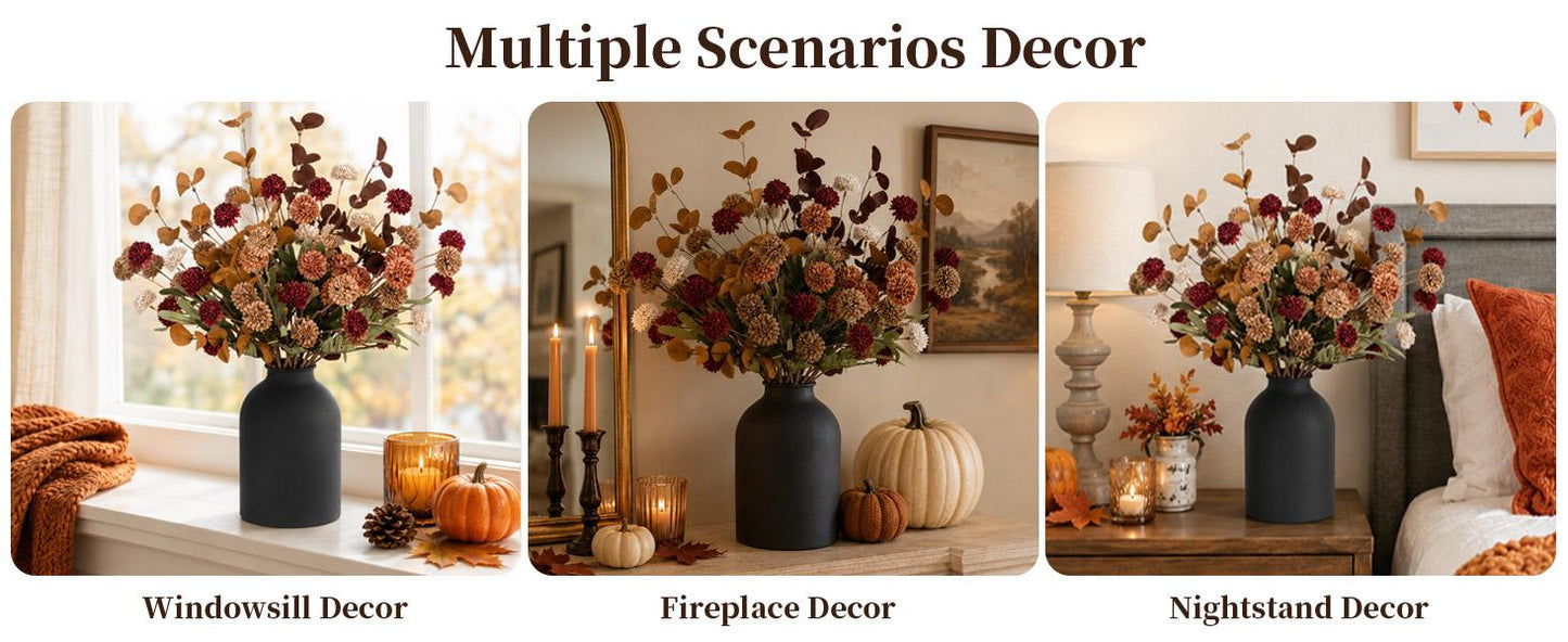 Artificial Floral Centerpieces in Vase: Vase with 10 Stems of Peonies Eucalyptus Fake Ball Flowers Decor for Dining Table Hallway Countertop