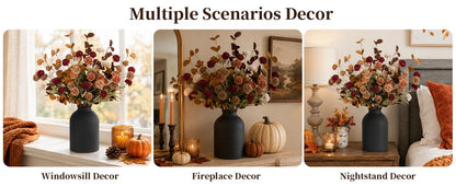 Artificial Floral Centerpieces in Vase: Vase with 10 Stems of Peonies Eucalyptus Fake Ball Flowers Decor for Dining Table Hallway Countertop