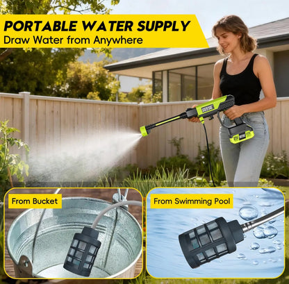 Wireless High Pressure Cleaner with Single-Port Charging Dock & Detergent Bottle, Handheld Portable Power Washer for Auto Washing, Household Sanitizing and Garden Irrigation