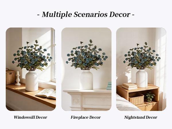 Artificial Floral Centerpieces in Vase: Vase with 10 Stems of Peonies Eucalyptus Fake Ball Flowers Decor for Dining Table Hallway Countertop