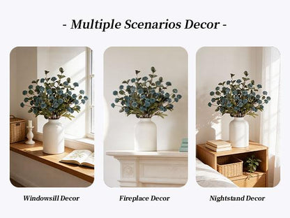 Artificial Floral Centerpieces in Vase: Vase with 10 Stems of Peonies Eucalyptus Fake Ball Flowers Decor for Dining Table Hallway Countertop