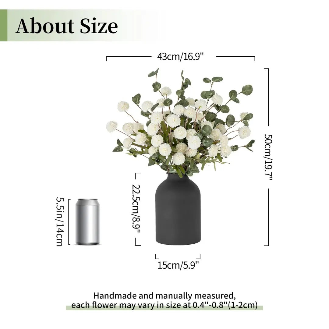Artificial Floral Centerpieces in Vase: Vase with 10 Stems of Peonies Eucalyptus Fake Ball Flowers Decor for Dining Table Hallway Countertop